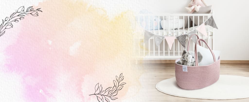 KiddyCare Diaper Caddy Organizer for Baby Nursery Basket with Handle Lid Nursing Caddy with Changing Table Organizer Cart Newborn Caddy Basil Large