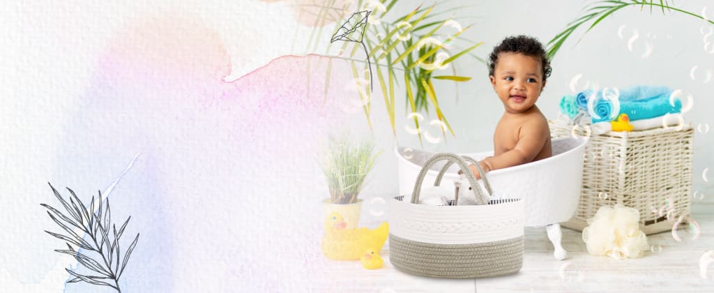 KiddyCare Diaper Caddy Organizer for Baby Nursery Basket with Handle Lid Nursing Caddy with Changing Table Organizer Cart Newborn Caddy Basil Large